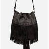 ITALIAN LEATHER FRINGE BUCKET BAG