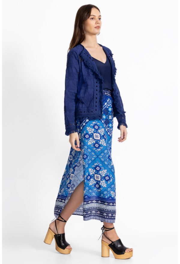 LINEN HIGH SLIT SKIRT - Image 2
