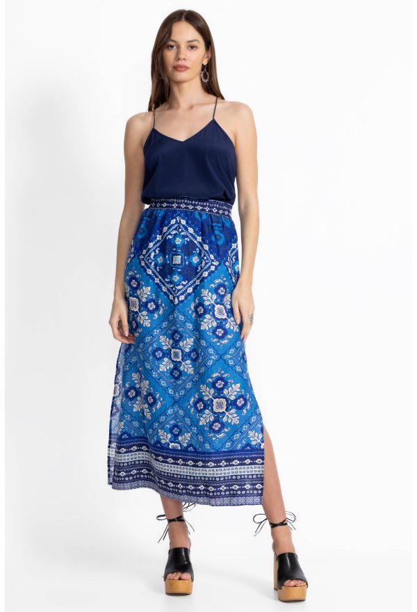 LINEN HIGH SLIT SKIRT - Image 3