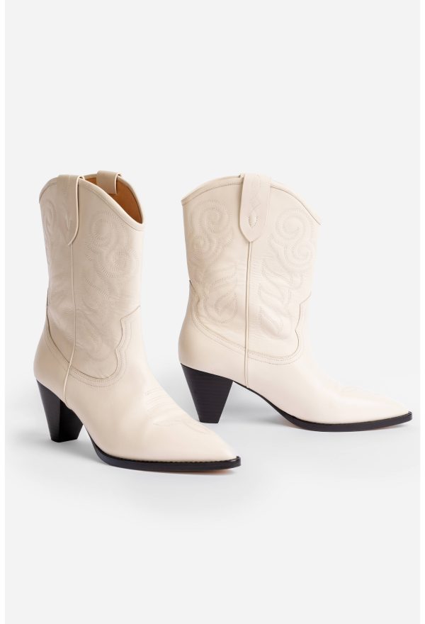 IVORY ANKLE COWBOY BOOT - Image 2