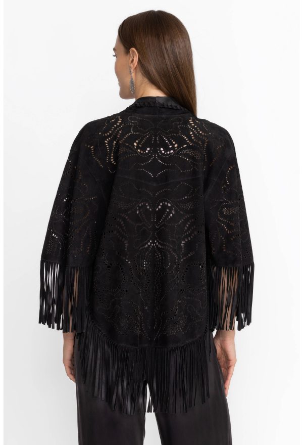 LASER CUT SUEDE PONCHO - Image 5
