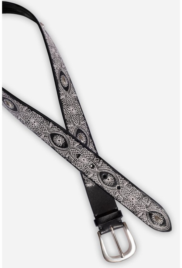 PIZZO EMBROIDERED ITALIAN LEATHER BELT - Image 3